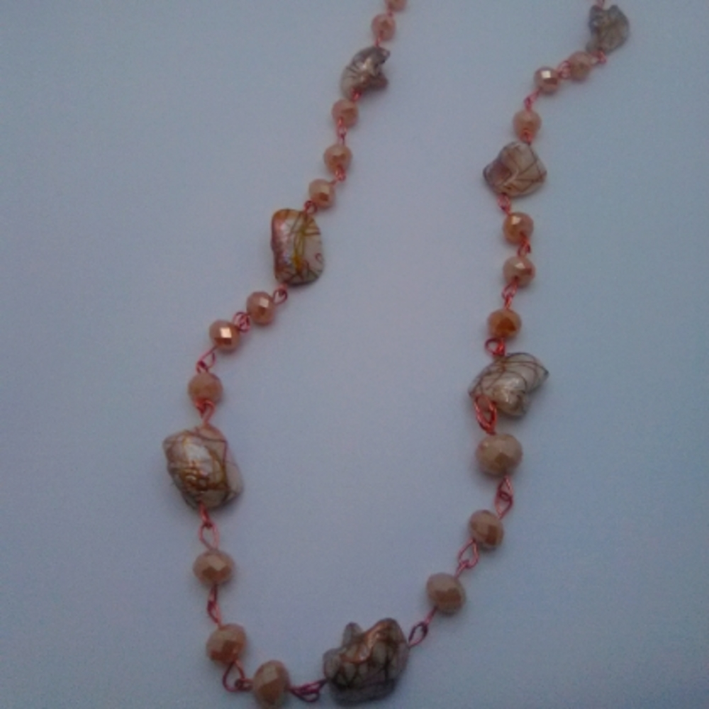 Cream and Gold Glass Bead Necklace
